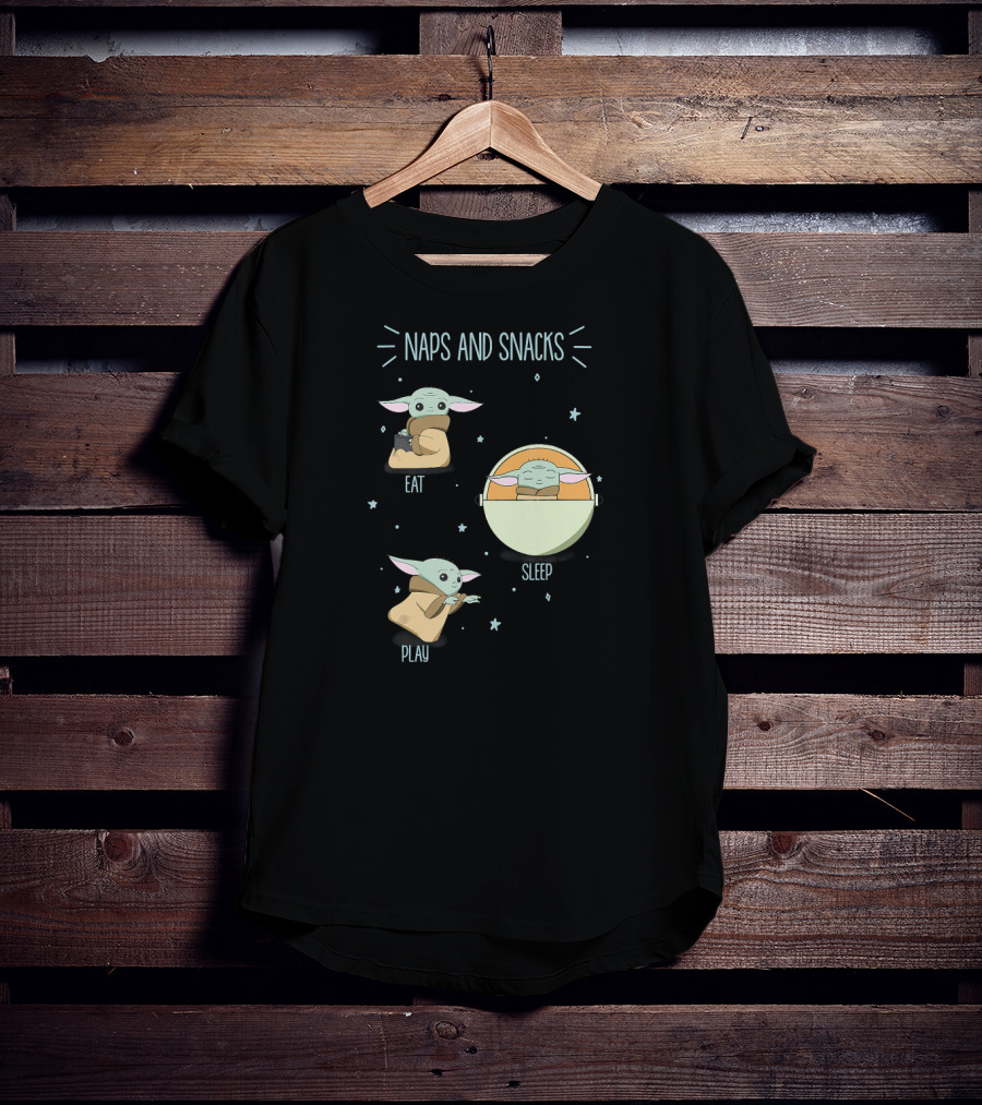 Star Wars The Mandalorian Naps And Snacks Eat Sleep Play The Child Doodles T-Shirt