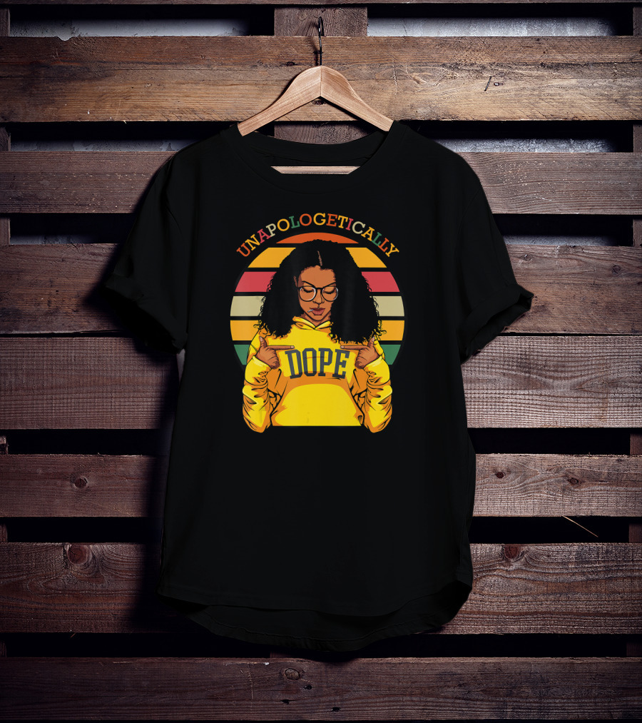 Unapologetically Dope Afro Pride Black History Month Retro Stripes T-Shirt