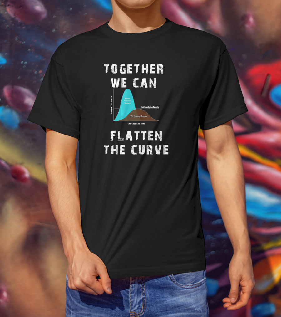 Together We Can Flatten The Curve With Protective Measures Graph T-Shirt