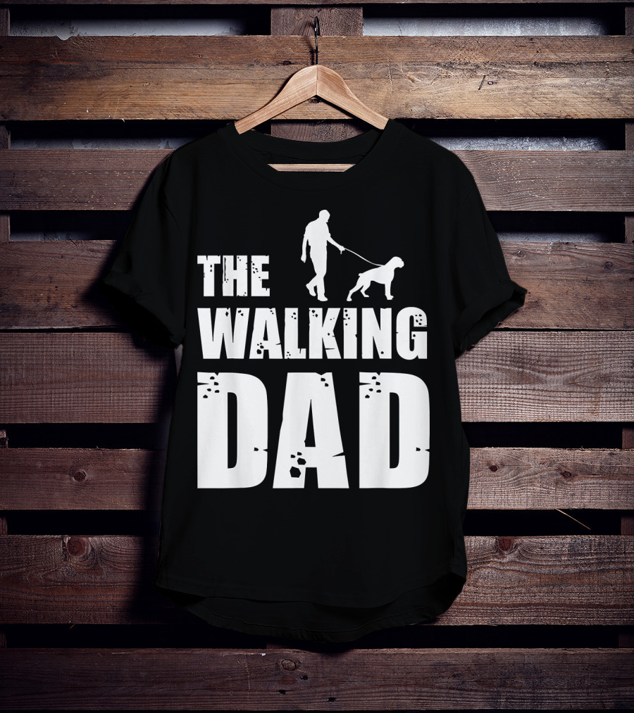 The Walking Dad Boxer Dog Silhouette Walking Man And Dog T-Shirt