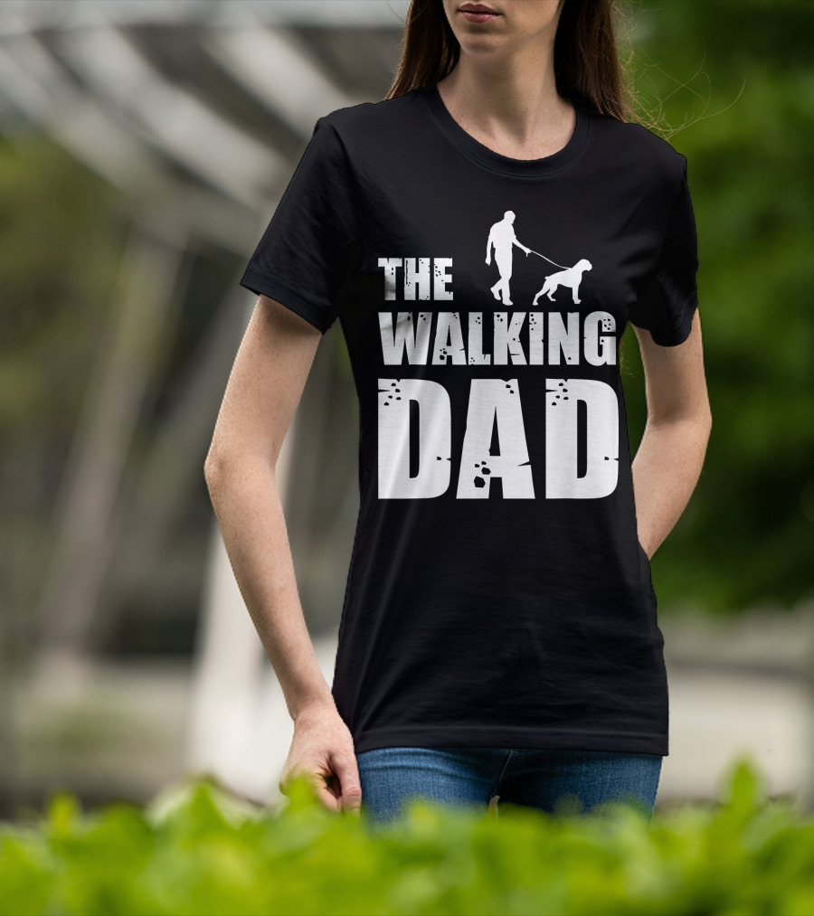 The Walking Dad Boxer Dog Silhouette Walking Man And Dog T-Shirt