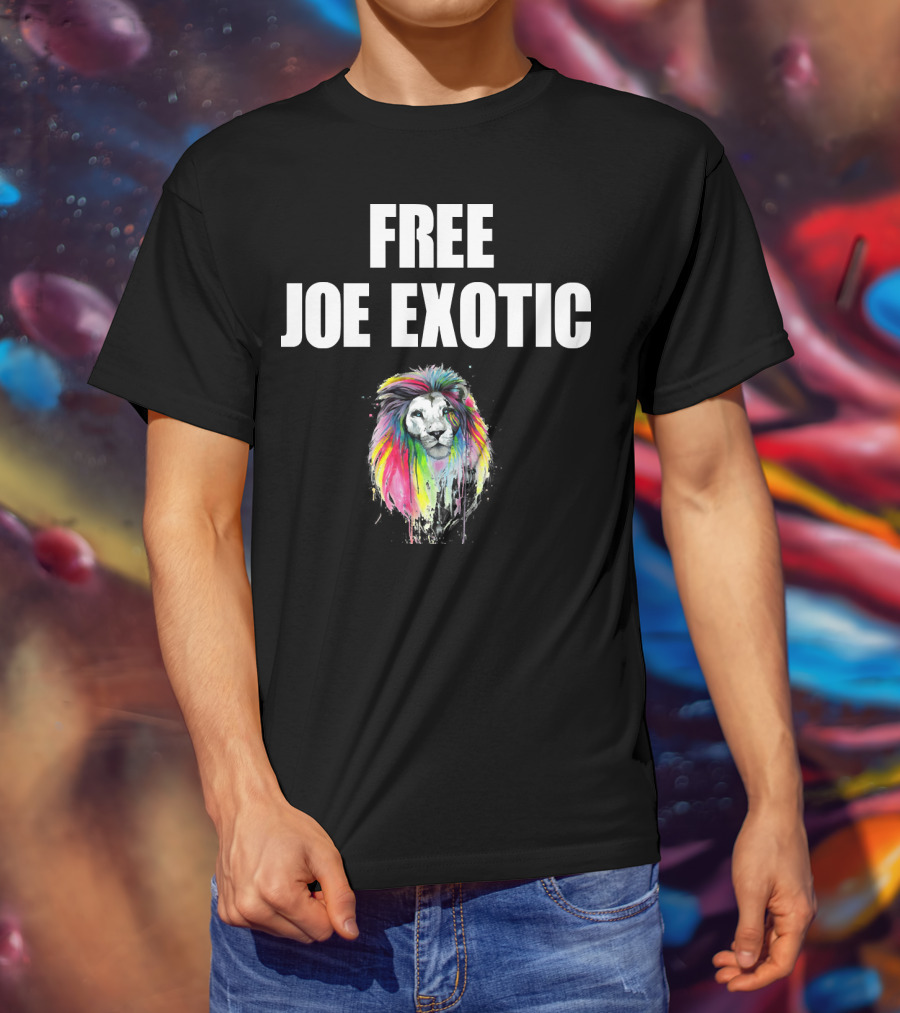 FREE JOE EXOTIC Colorful Lion Head T-Shirt