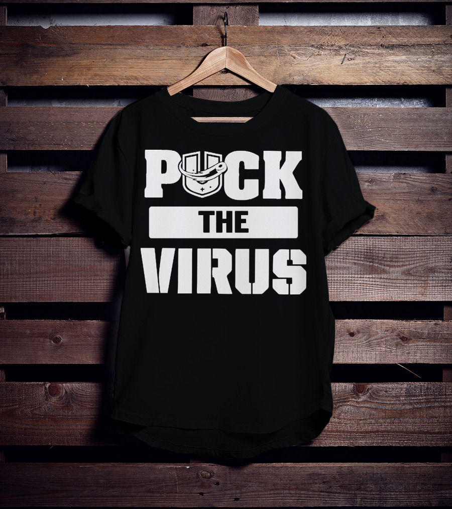 Puck The Virus Hockey Mask Sports Humorous Message T-Shirt