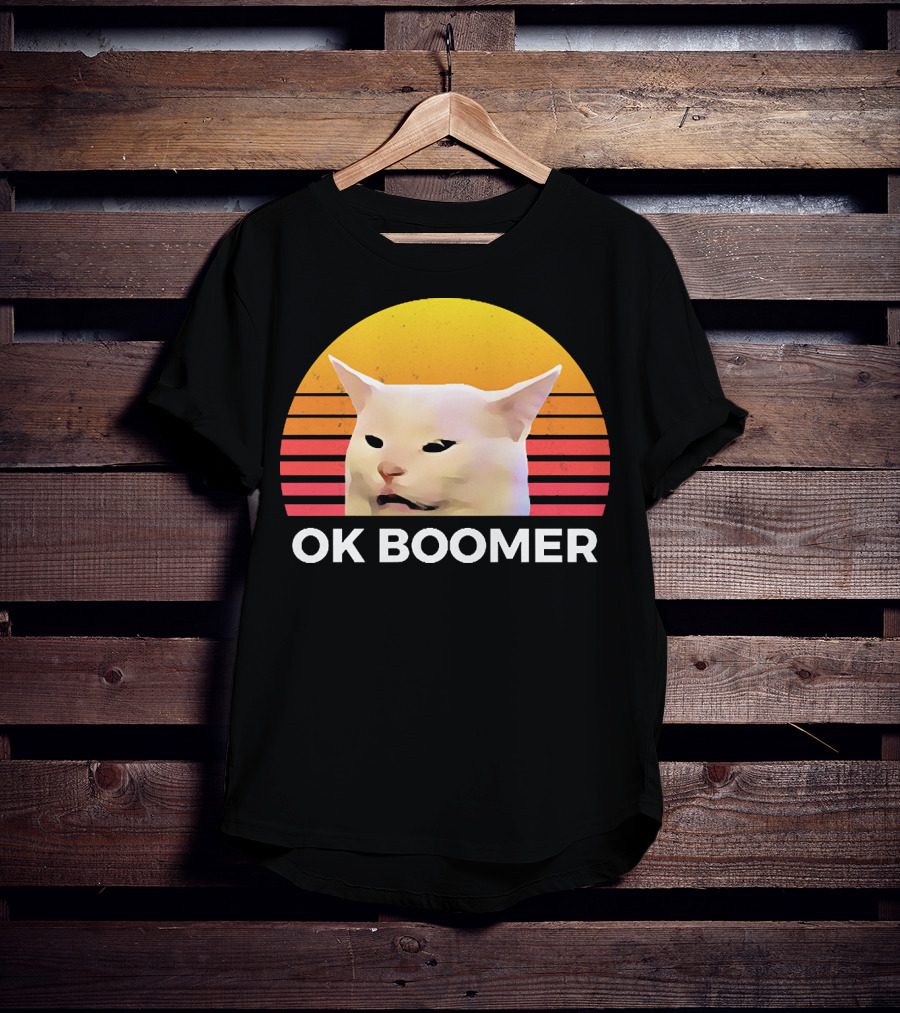 Cat Ok Boomer Retro Sunset T-Shirt