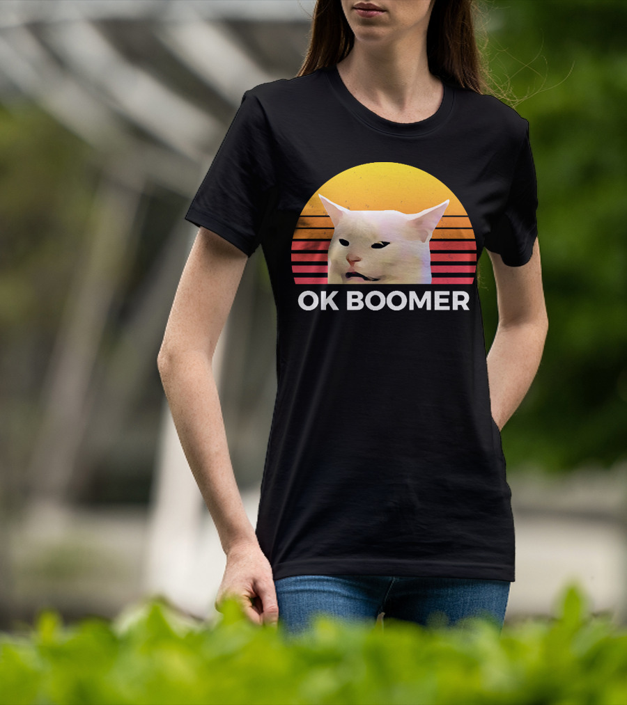 Cat Ok Boomer Retro Sunset T-Shirt