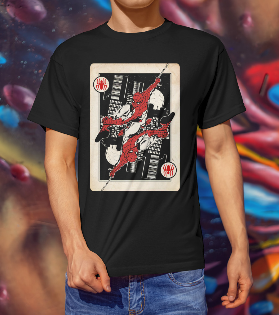 Marvel Spider-Man Ace Of Spades Card T-Shirt