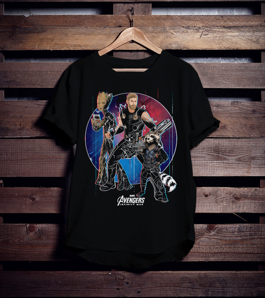 Marvel Avengers Infinity War Thor Groot Rocket Guardians T-Shirt