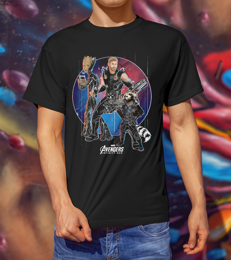 Marvel Avengers Infinity War Thor Groot Rocket Guardians T-Shirt