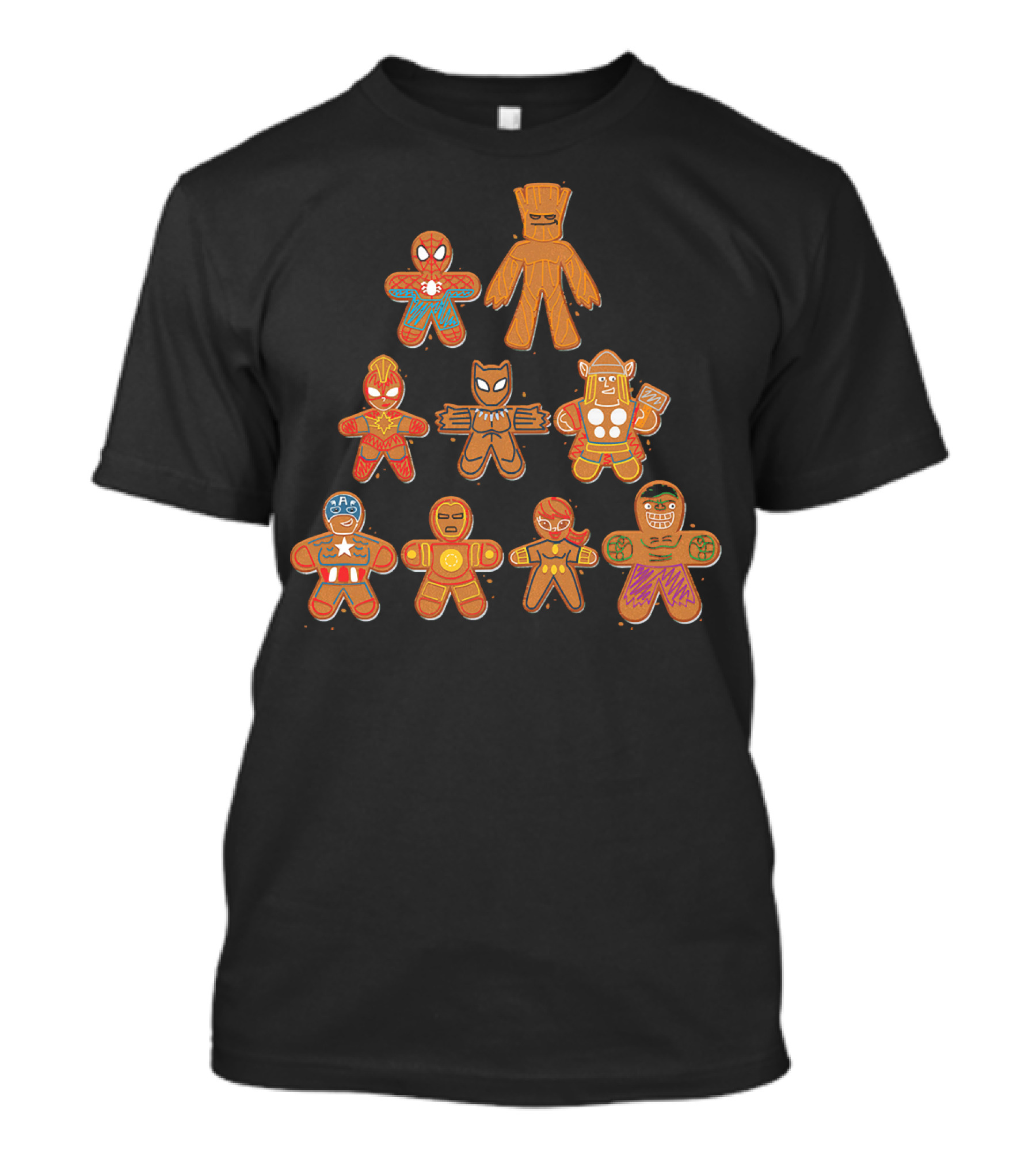 Marvel Avengers Gingerbread Heroes Tree T-Shirt