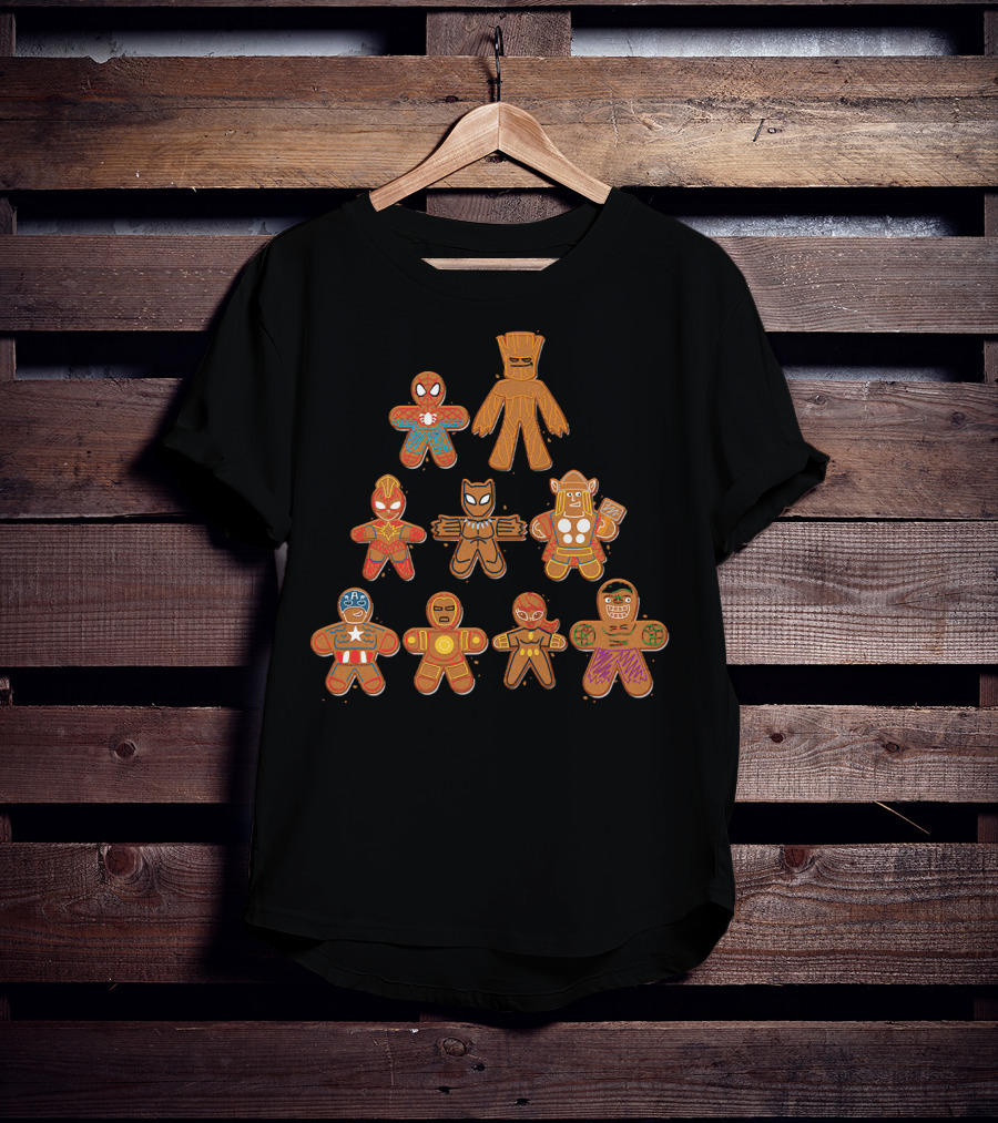 Marvel Avengers Gingerbread Heroes Tree T-Shirt