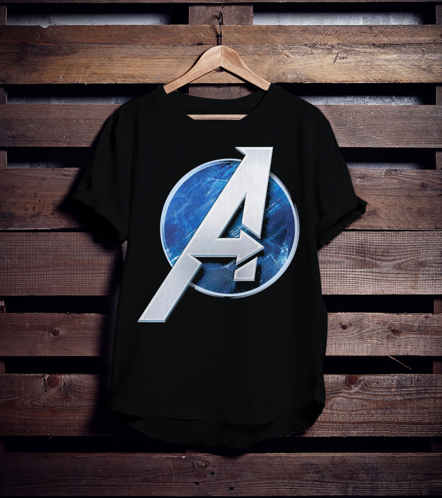 Marvel Avengers Blue Circle Icon Silver A T-Shirt