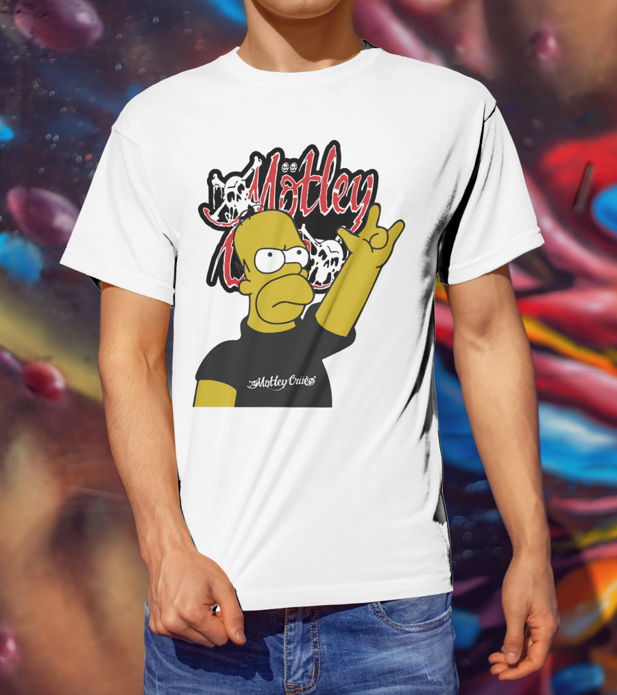 Homer Simpson Motley Crue Rock Salute T-Shirt