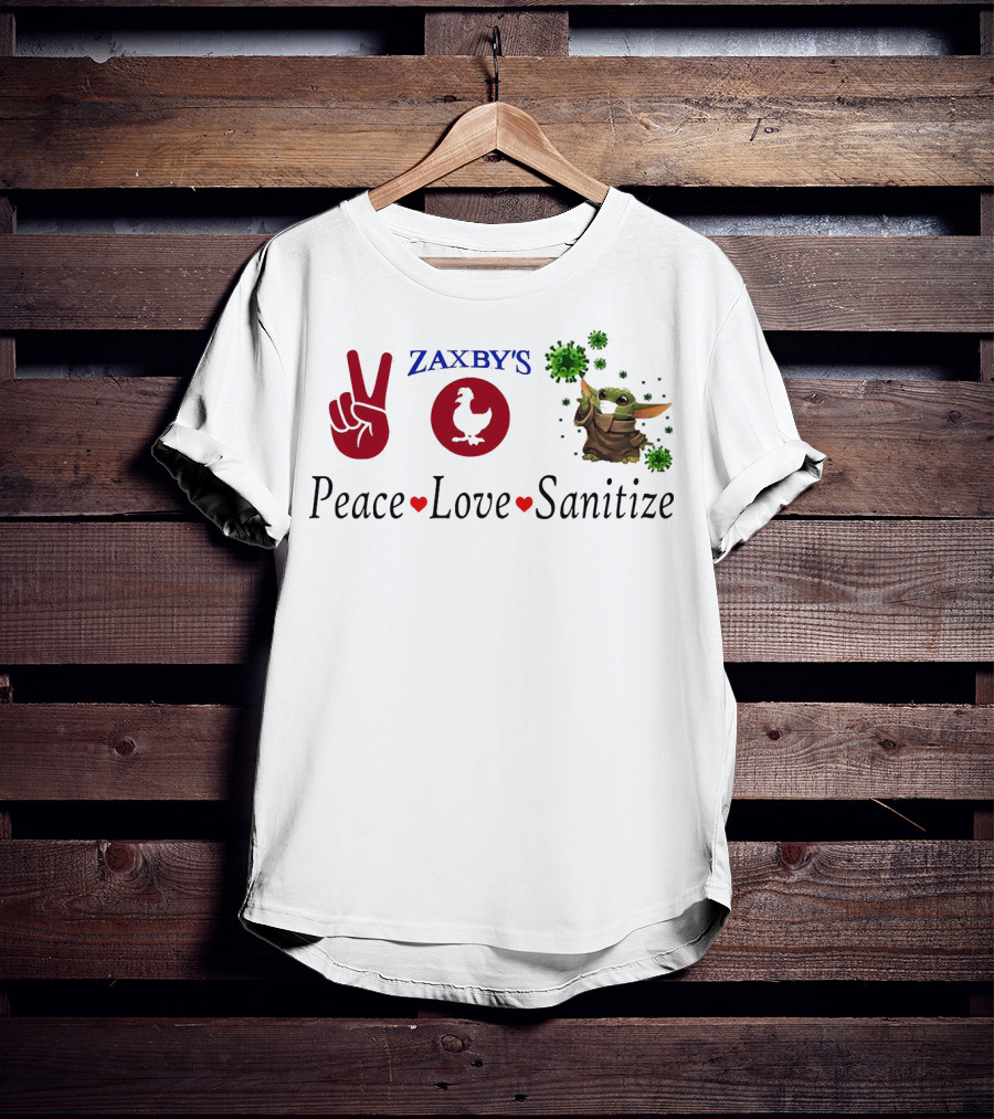 Zaxby's Peace Love Sanitize Baby Yoda T-Shirt