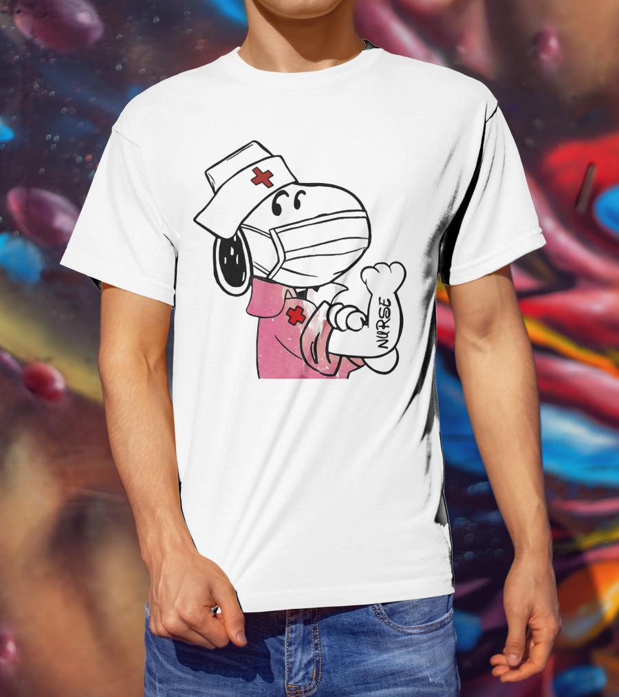 Snoopy Nurse With Arm Tattoo Showing Strength T-Shirt