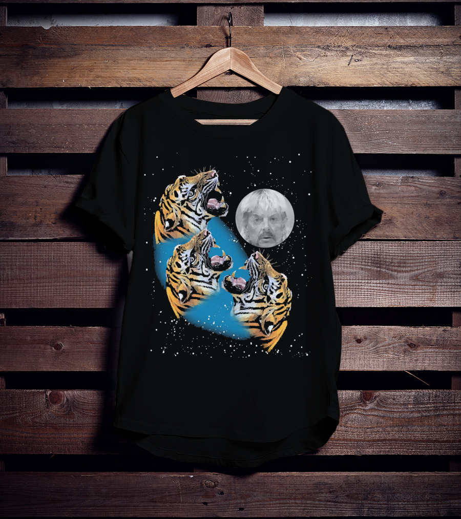 Joe Exotic Moon Three Tiger King Roaring Tiger Ladies T-Shirt