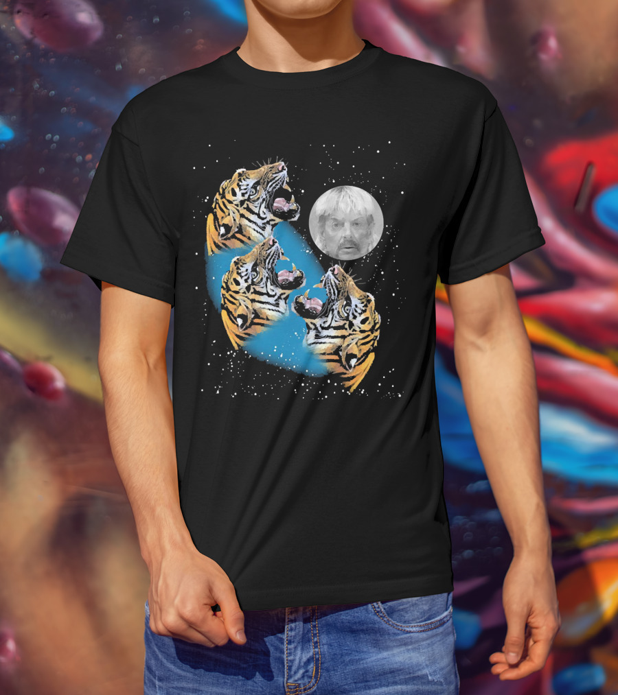 Joe Exotic Moon Three Tiger King Roaring Tiger Ladies T-Shirt
