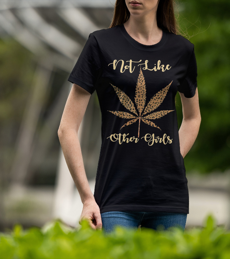 Not Like Other Girls Leopard Print Weed Leaf T-Shirt
