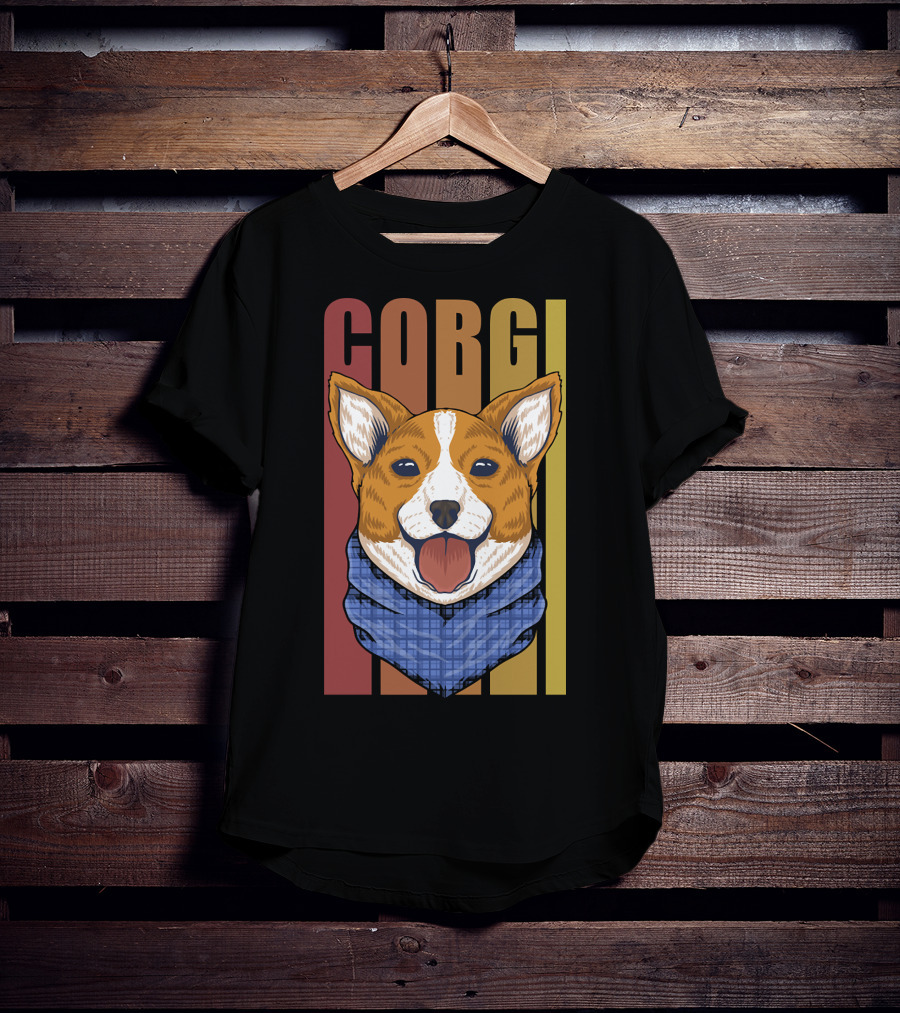 Corgi Dog Bandana Retro 158 T-Shirt