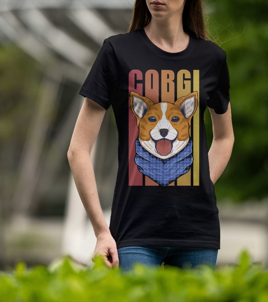 Corgi Dog Bandana Retro 158 T-Shirt
