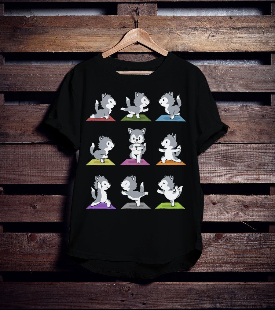 Husky Yoga Poses Funny Husky 234 Playful Meditation T-Shirt