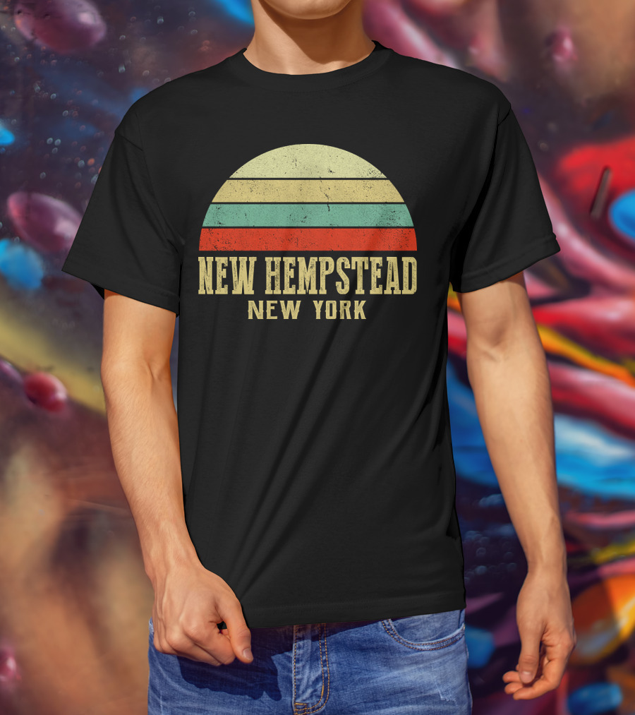 NEW HEMPSTEAD NEW YORK Vintage Retro Sunset Stripes T-Shirt