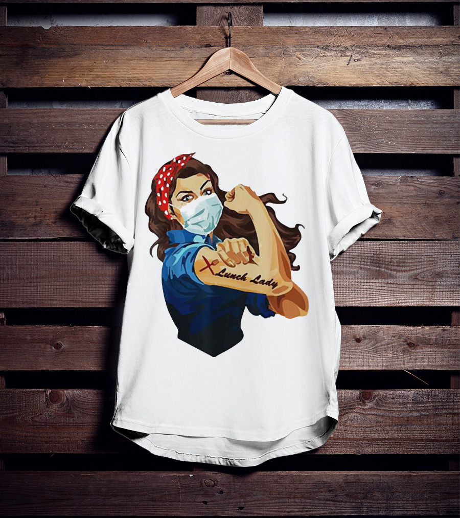 Strong Woman Masked Tattoo Lunch Lady Empowerment T-Shirt