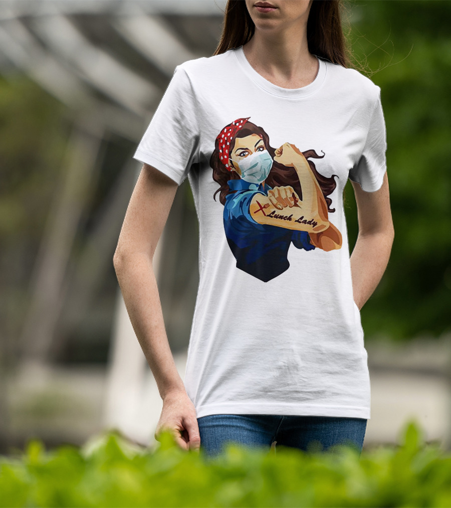 Strong Woman Masked Tattoo Lunch Lady Empowerment T-Shirt