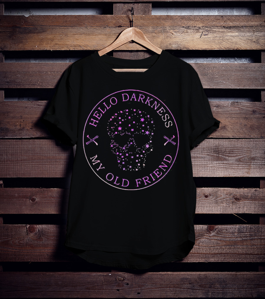Hello Darkness My Old Friend Starry Skull Bling T-Shirt