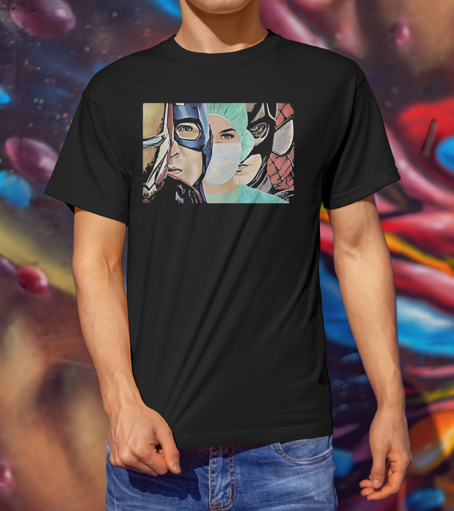 Superheroes Nurse Saved The World Iron Man Captain America Batman Spiderman T-Shirt