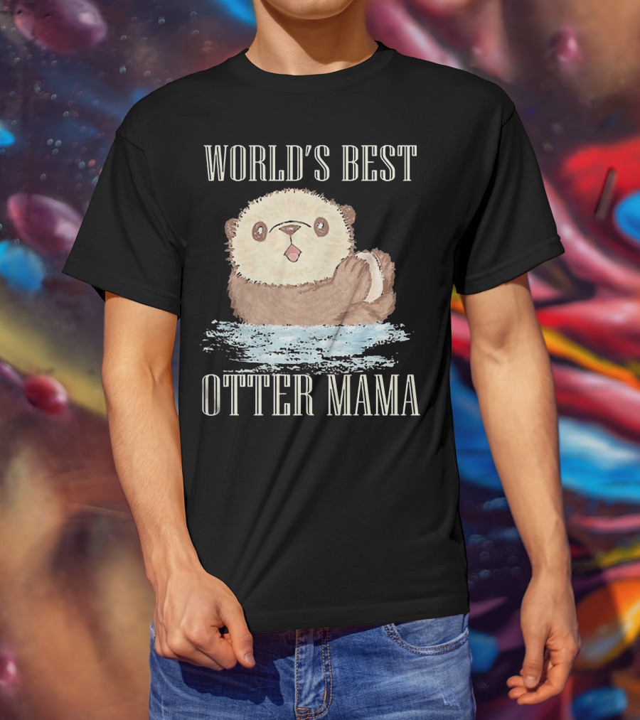 World's Best Otter Mama Cute Watercolor Otter T-Shirt