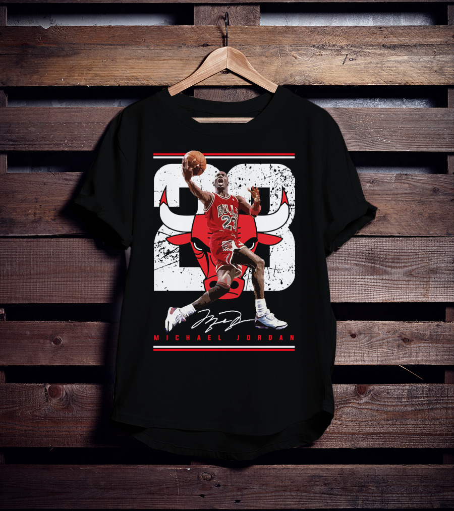 Michael Jordan Bulls 23 Iconic Dunk Signature T-Shirt