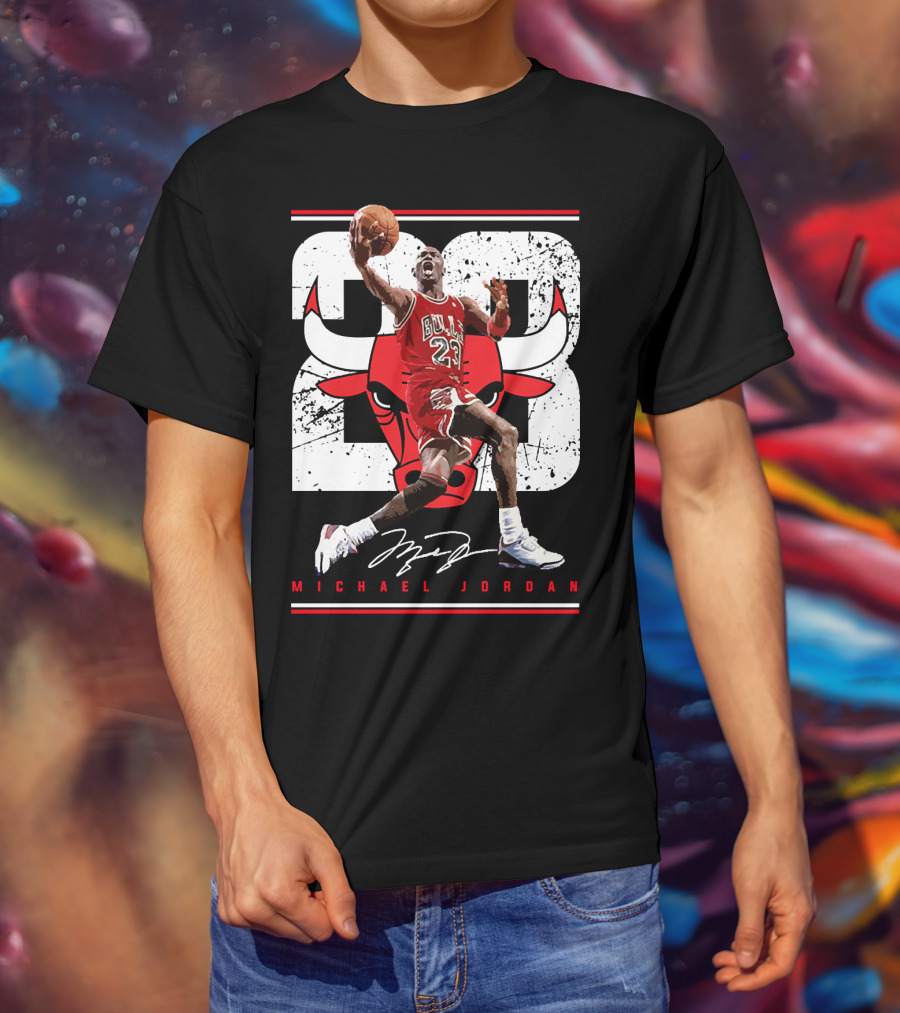 Michael Jordan Bulls 23 Iconic Dunk Signature T-Shirt