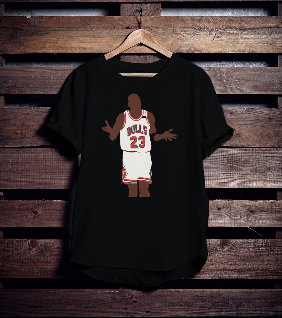 Bulls 23 Michael Jordan Shoulder Shrug T-Shirt