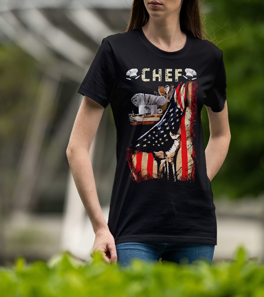 CHEF Proud American Flag Culinary Passion T-Shirt