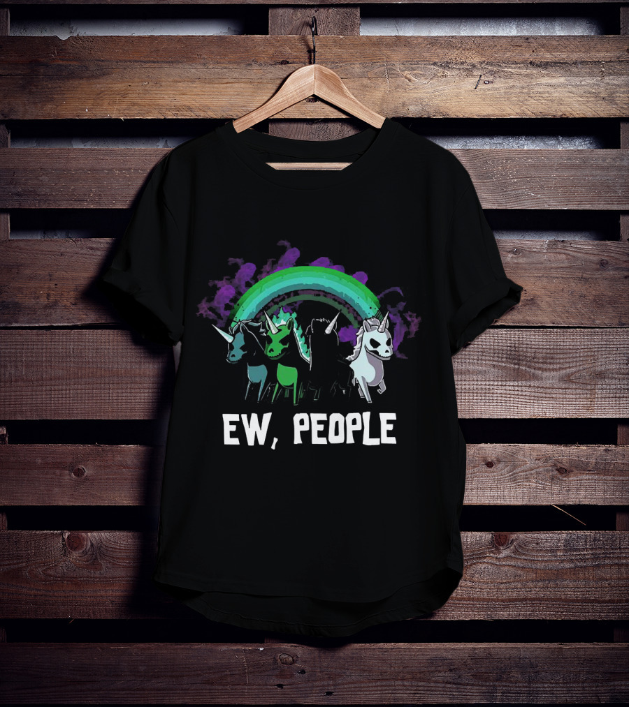 Four Unicorns Of The Apocalypse Ew People Rainbow Skulls T-Shirt