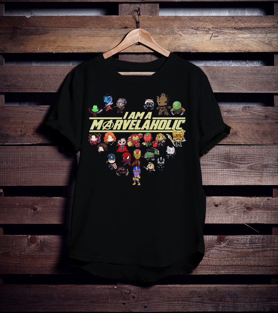 I Am A Marvelaholic Avengers Guardians Of The Galaxy Chibi Characters T-Shirt