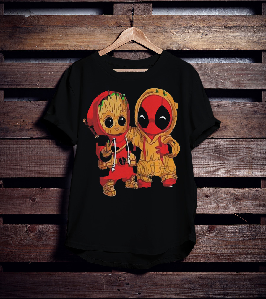 Baby Groot And Baby Deadpool Hoodie Friends T-Shirt