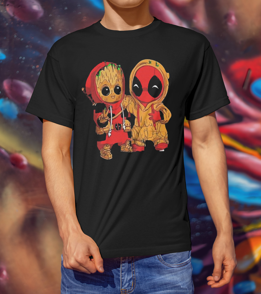 Baby Groot And Baby Deadpool Hoodie Friends T-Shirt