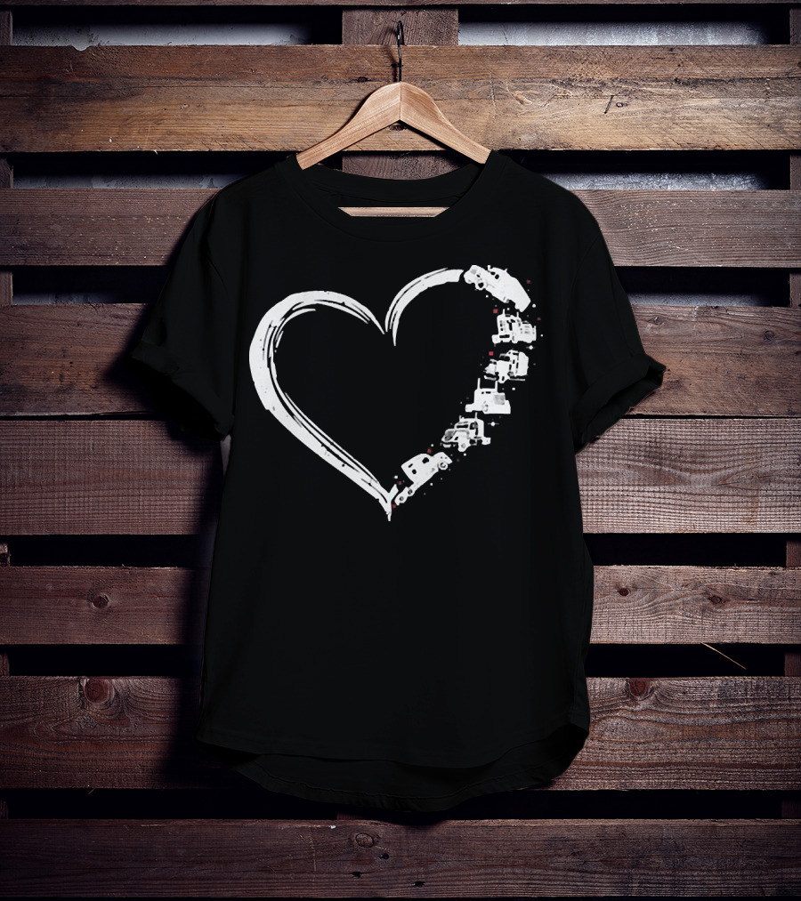 I Love My Trucker Heart Shaped Truck T-Shirt
