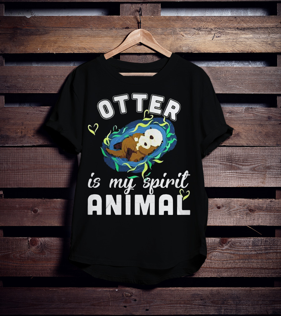 OTTER Is My Spirit Animal Playful Heart T-Shirt