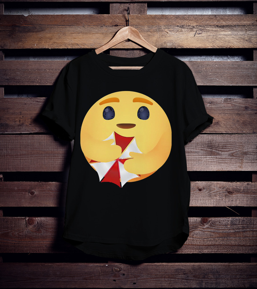 Facebook Care Emoji Embrace With Red Parasol T-Shirt