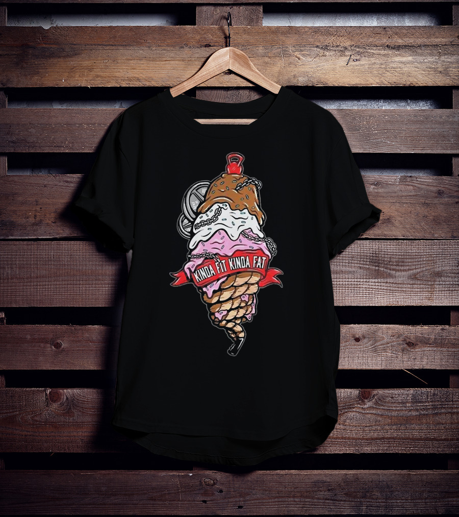 Hafthor Bjornsson Kinda Fit Kinda Fat Ice Cream Weightlifting Chains T-Shirt