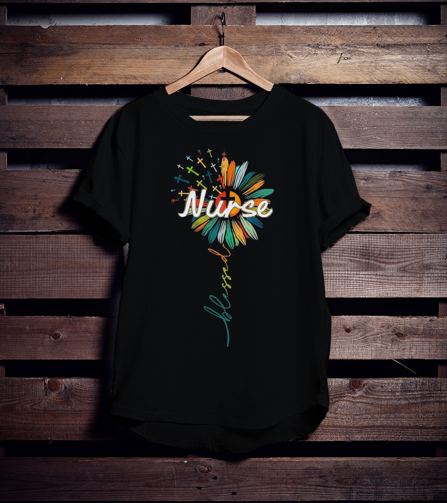 Nurse Blessed Cross Sunflower T-Shirt