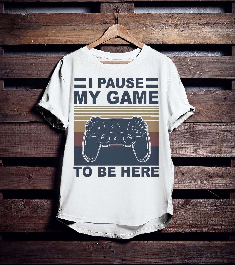 I Pause My Game To Be Here Game Controller Retro Stripe T-Shirt