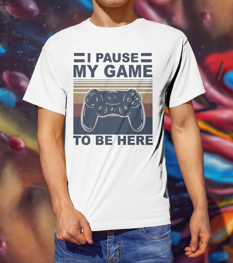 I Pause My Game To Be Here Game Controller Retro Stripe T-Shirt