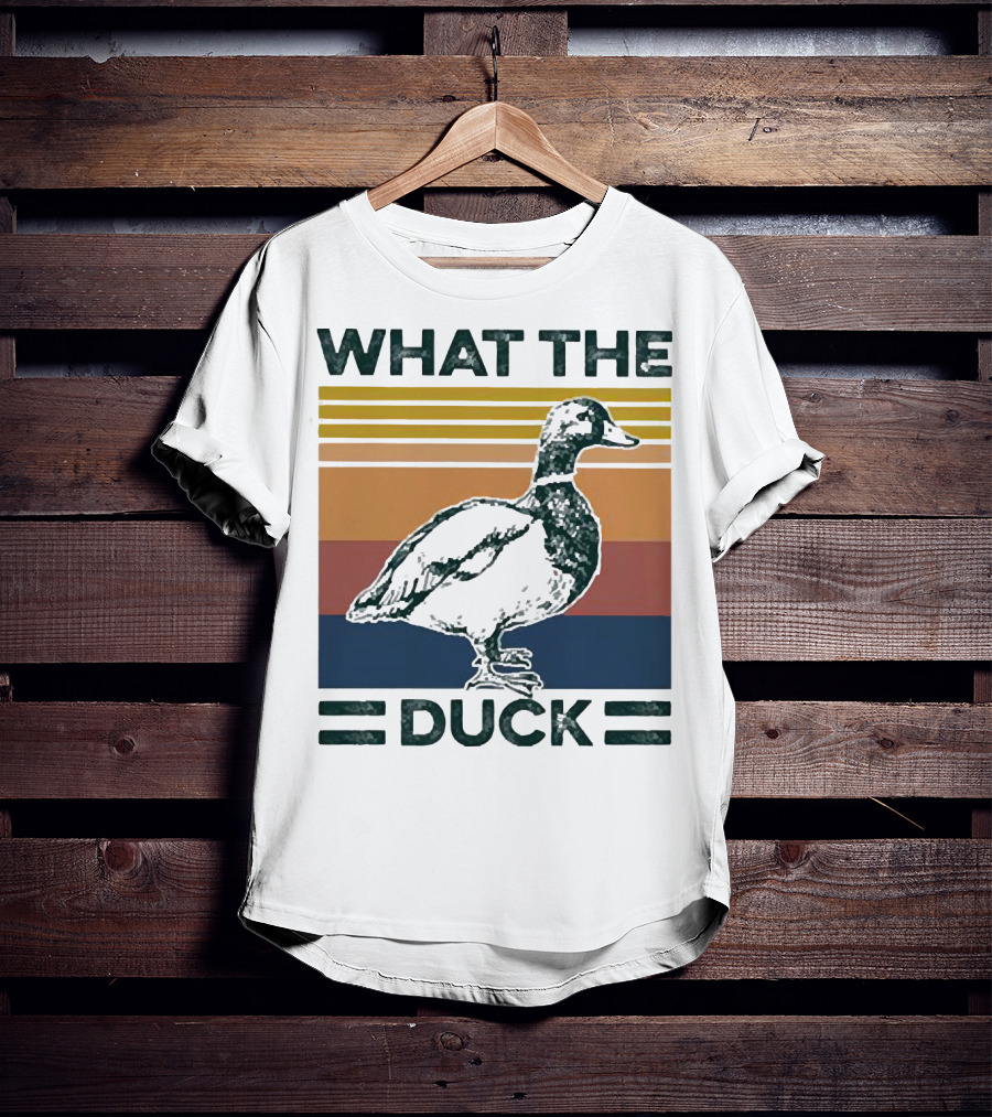 What The Duck Vintage Style Retro Stripes Duck Image T-Shirt