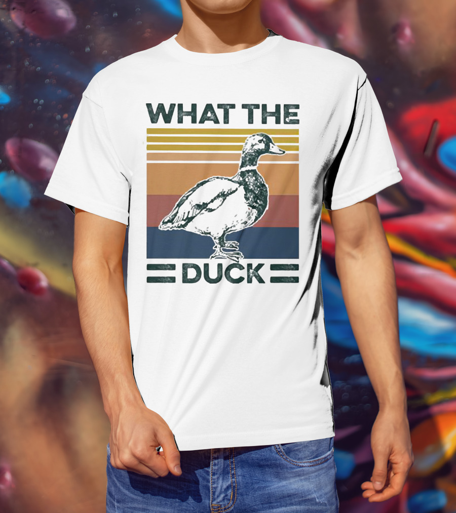 What The Duck Vintage Style Retro Stripes Duck Image T-Shirt