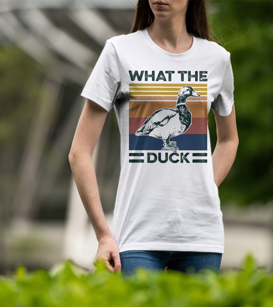 What The Duck Vintage Style Retro Stripes Duck Image T-Shirt