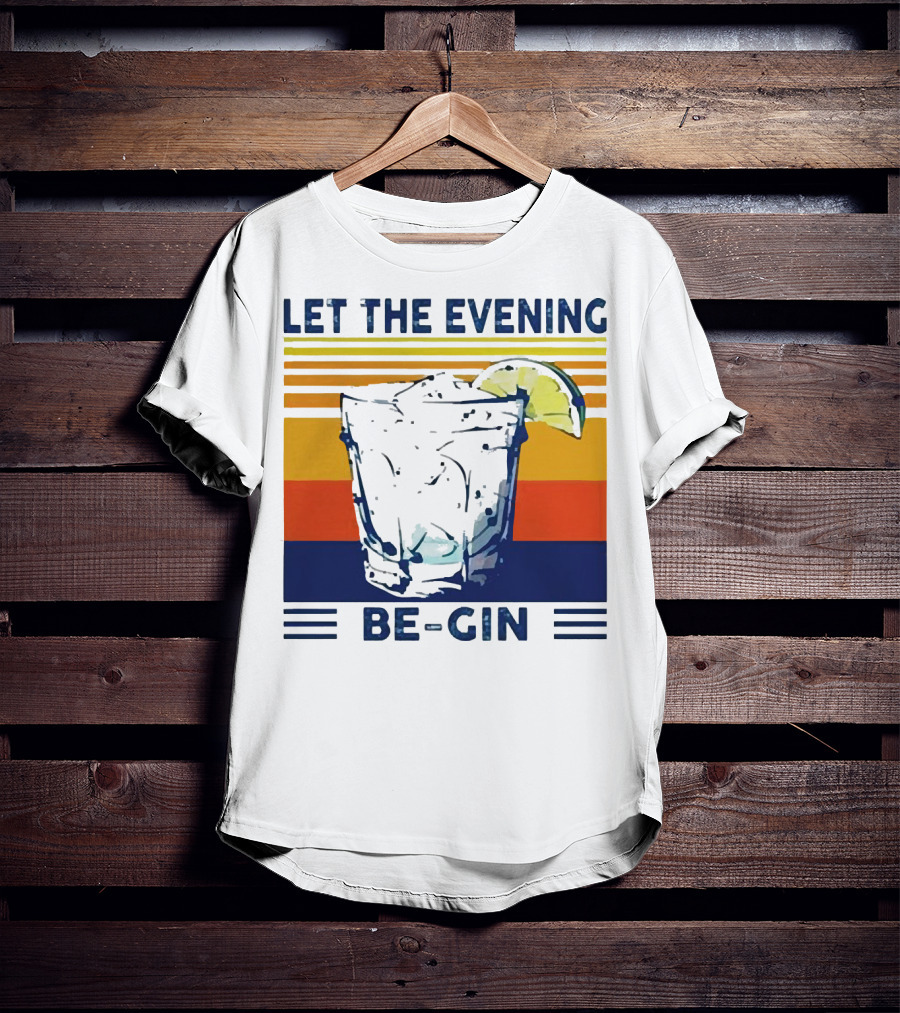 Let The Evening Be-Gin Retro Cocktail Glass And Lime T-Shirt