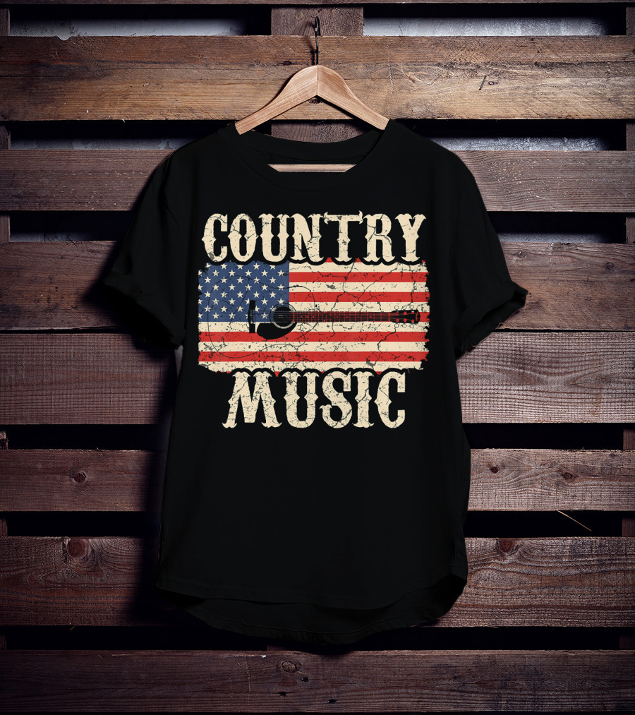 Country Music Vintage American Flag Guitar Retro 102 T-Shirt
